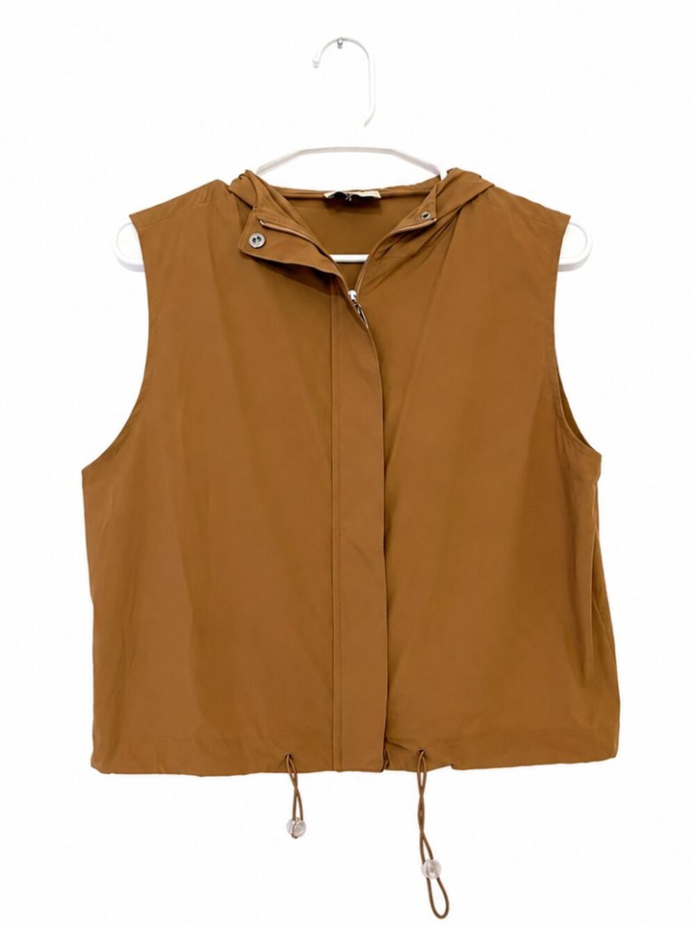 Byrdie Golf Social Wear Brown Hooded Lightweight Drawstring Vest